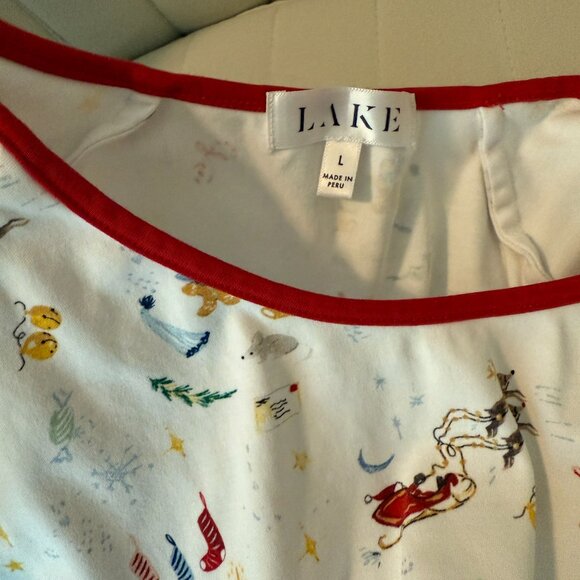 LAKE Pima Cotton Pajama Set Size Large in "Night Before Christmas" Print - Picture 2 of 4